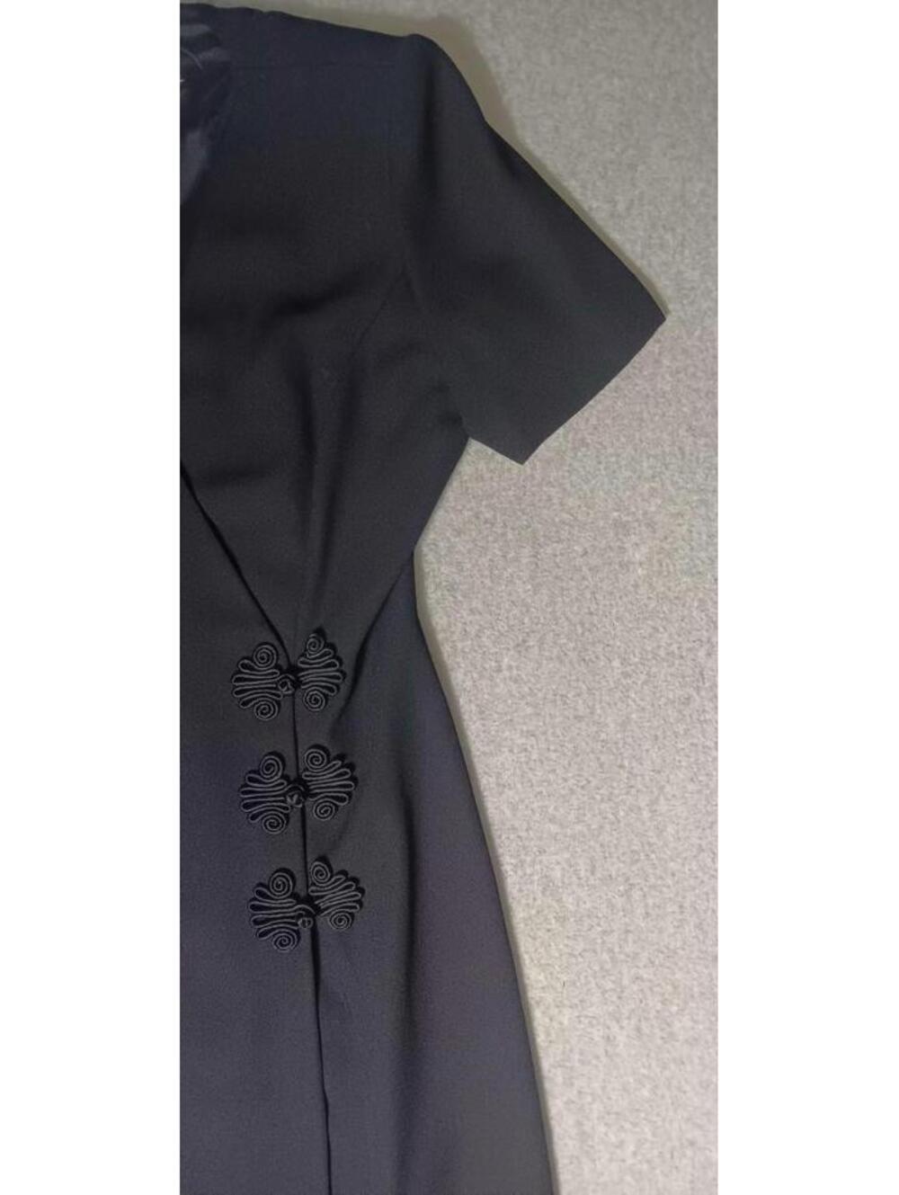 Maggie London Partial Wrap Maxi Dress Womens Size 8 Black Padded Shoulders... - Picture 6 of 11